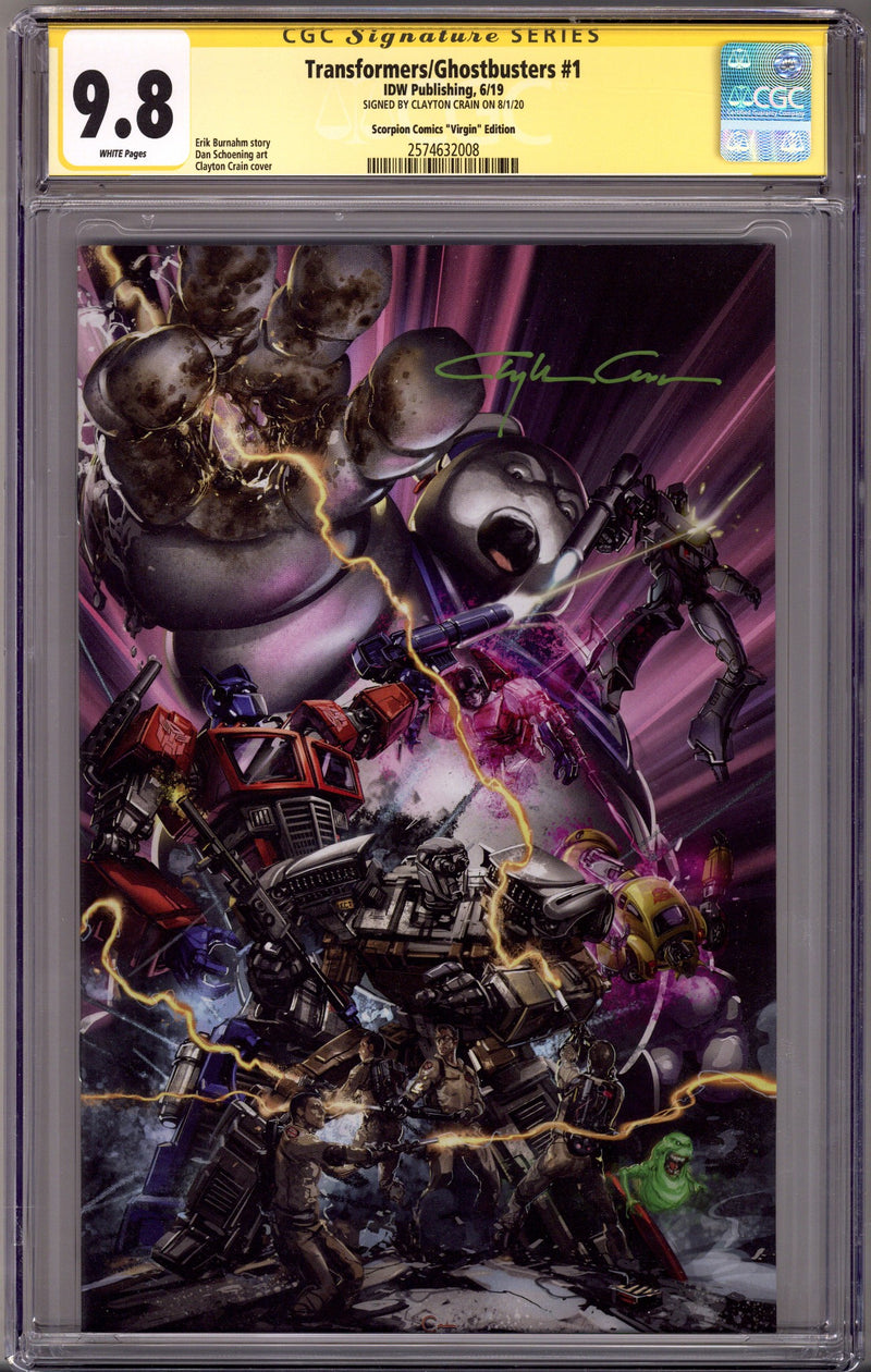 Transformers/Ghostbusters 1 CGC 9.8 (NM/M) (2019) Crain Virgin Exclusive Variant Signed x1 Cover Clayton Crain