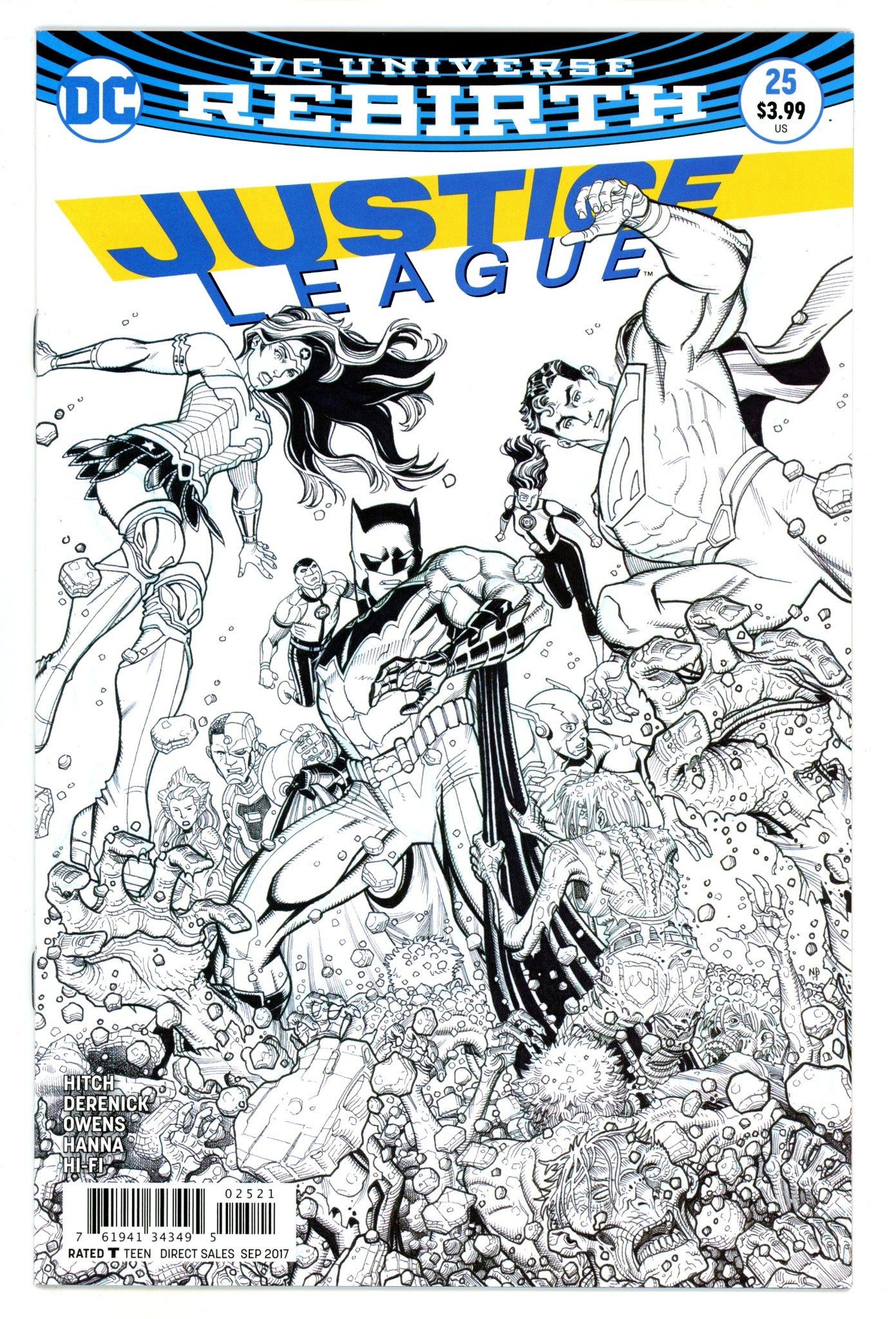 Justice League Vol 2 25 High Grade (2017) Bradshaw B&W Variant 