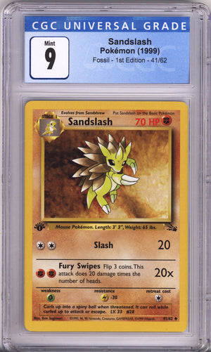 Pokemon Fossil Sandslash 1St Edition CGC Mint 9 (1999)