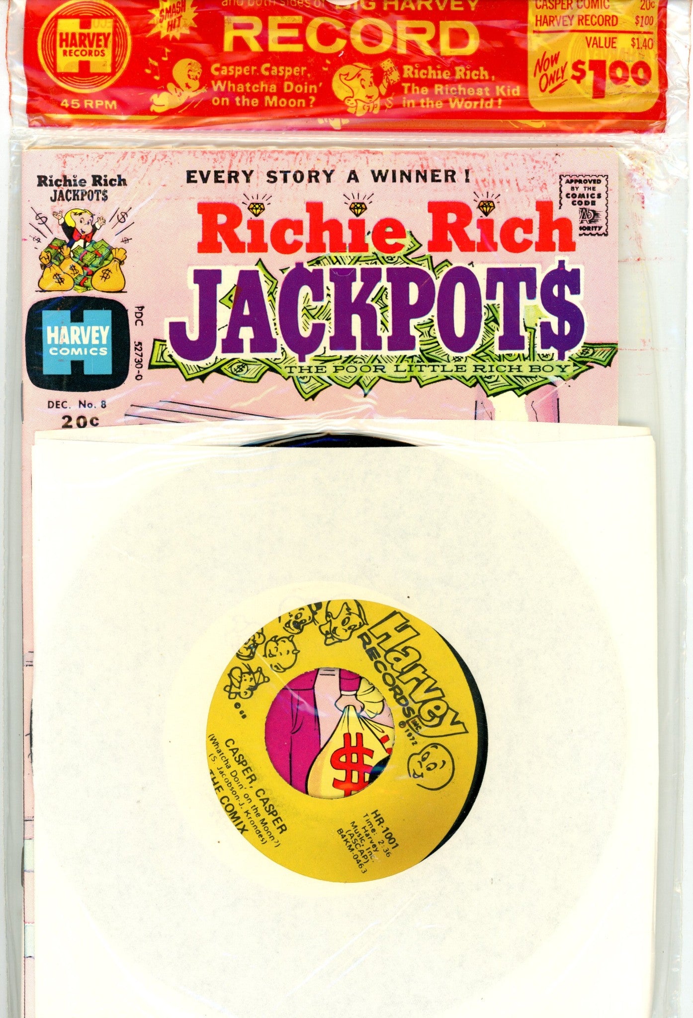 Harvey 2 Pack With Record [nn] Sealed Casper Record (1973)