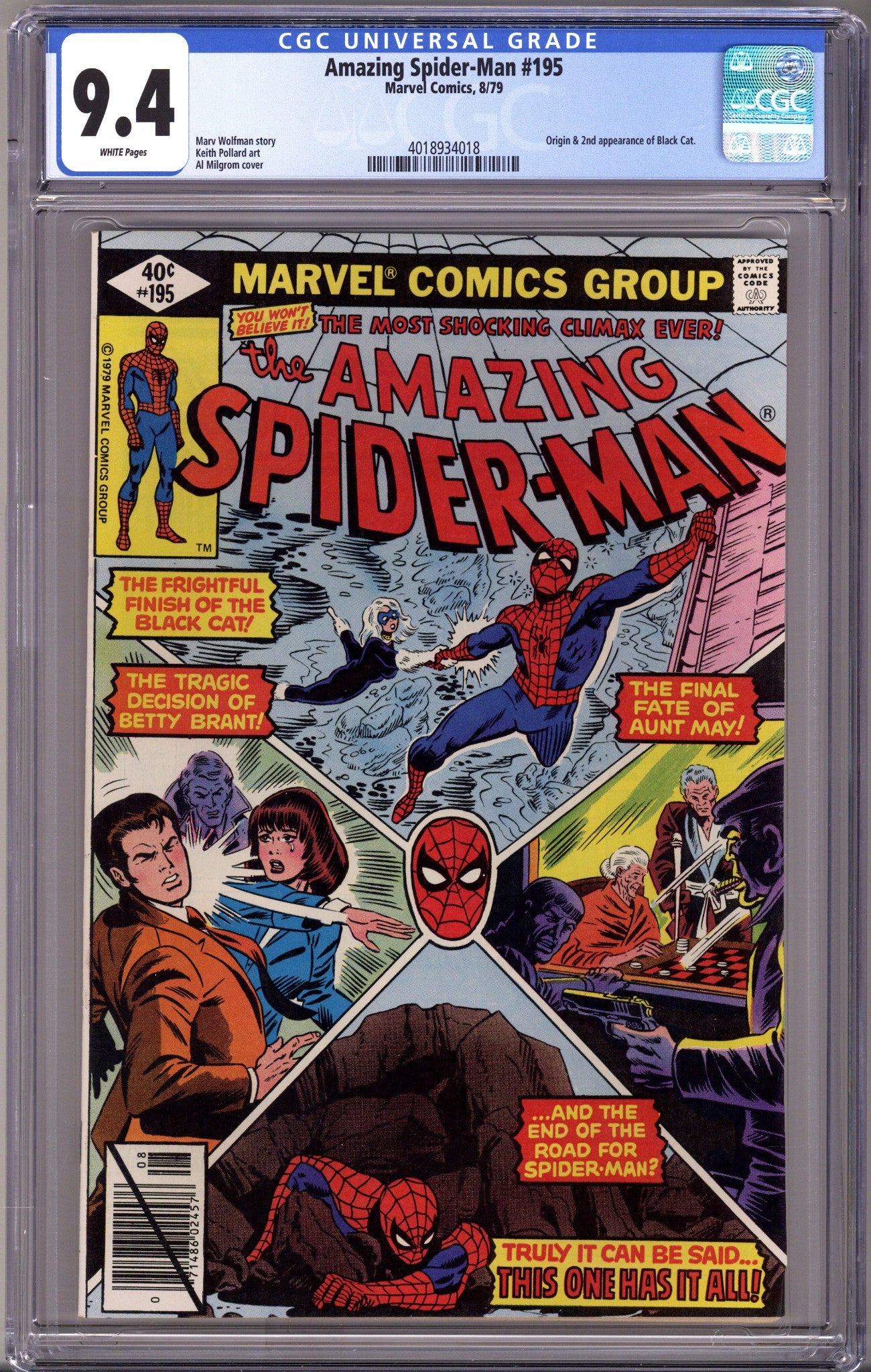 The Amazing Spider-Man Vol 1 195 CGC 9.4 (NM) New Case (1979) 