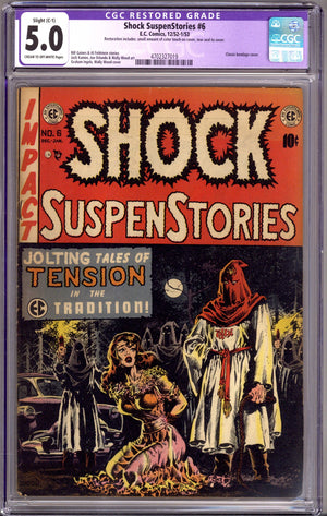 Shock SuspenStories Vol 1 6 CGC 5.0 (VG/FN) Restored (1952)