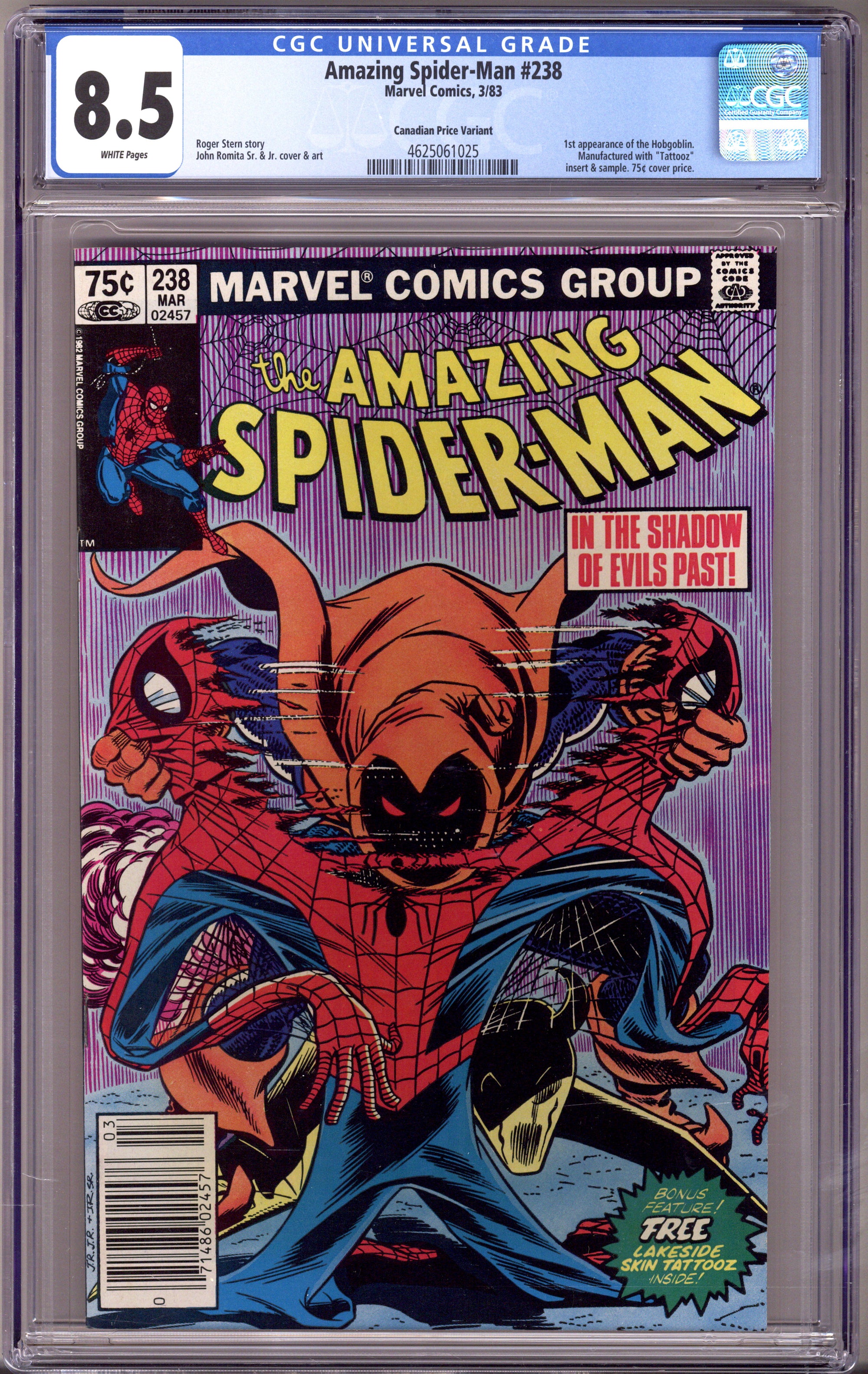 The Amazing Spider-Man Vol 1 238 CGC 8.5 (VF+) (1983) Canadian Price Variant 