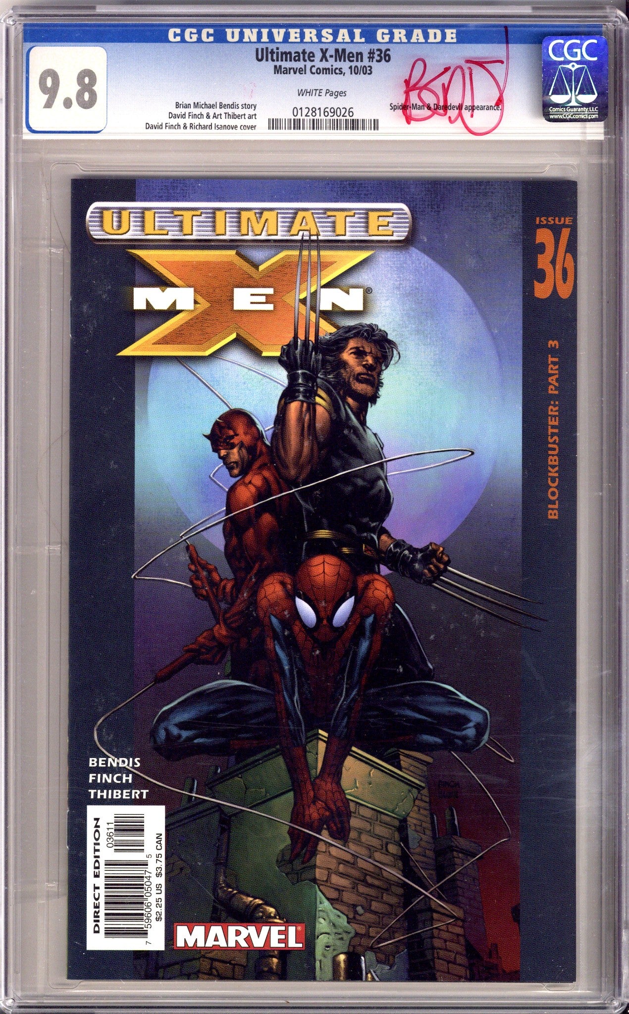 Ultimate X-Men Vol 1 36 CGC 9.8 (NM/M) (2003) Signed x1 On Case Brian Michael Bendis 
