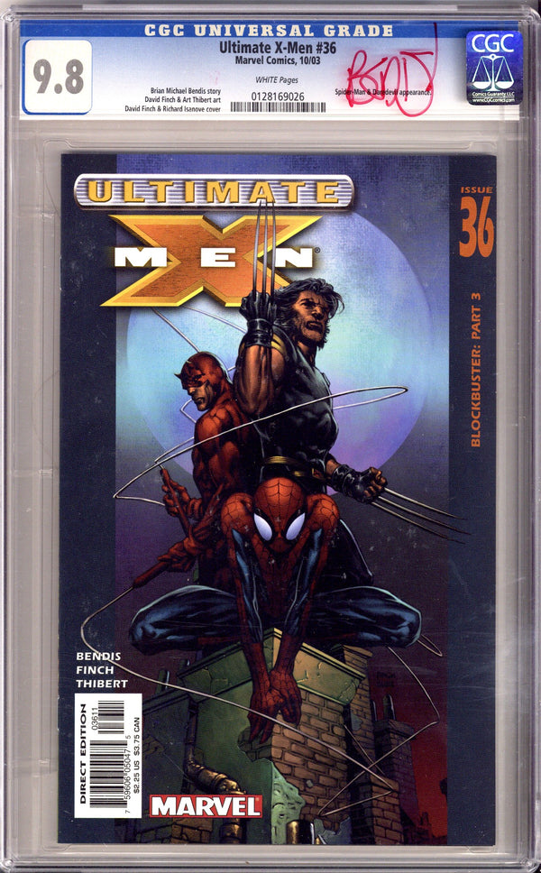 Ultimate X-Men Vol 1 36 CGC 9.8 (NM/M) (2003) Signed x1 On Case Brian Michael Bendis