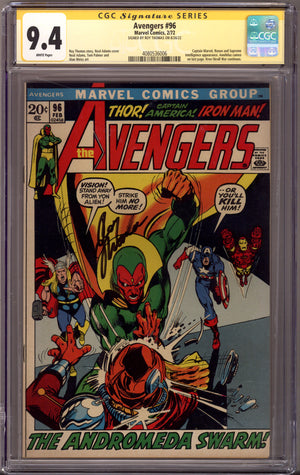 The Avengers Vol 1 96 CGC 9.4 (NM) (1972) Signed x1 Cover Roy Thomas