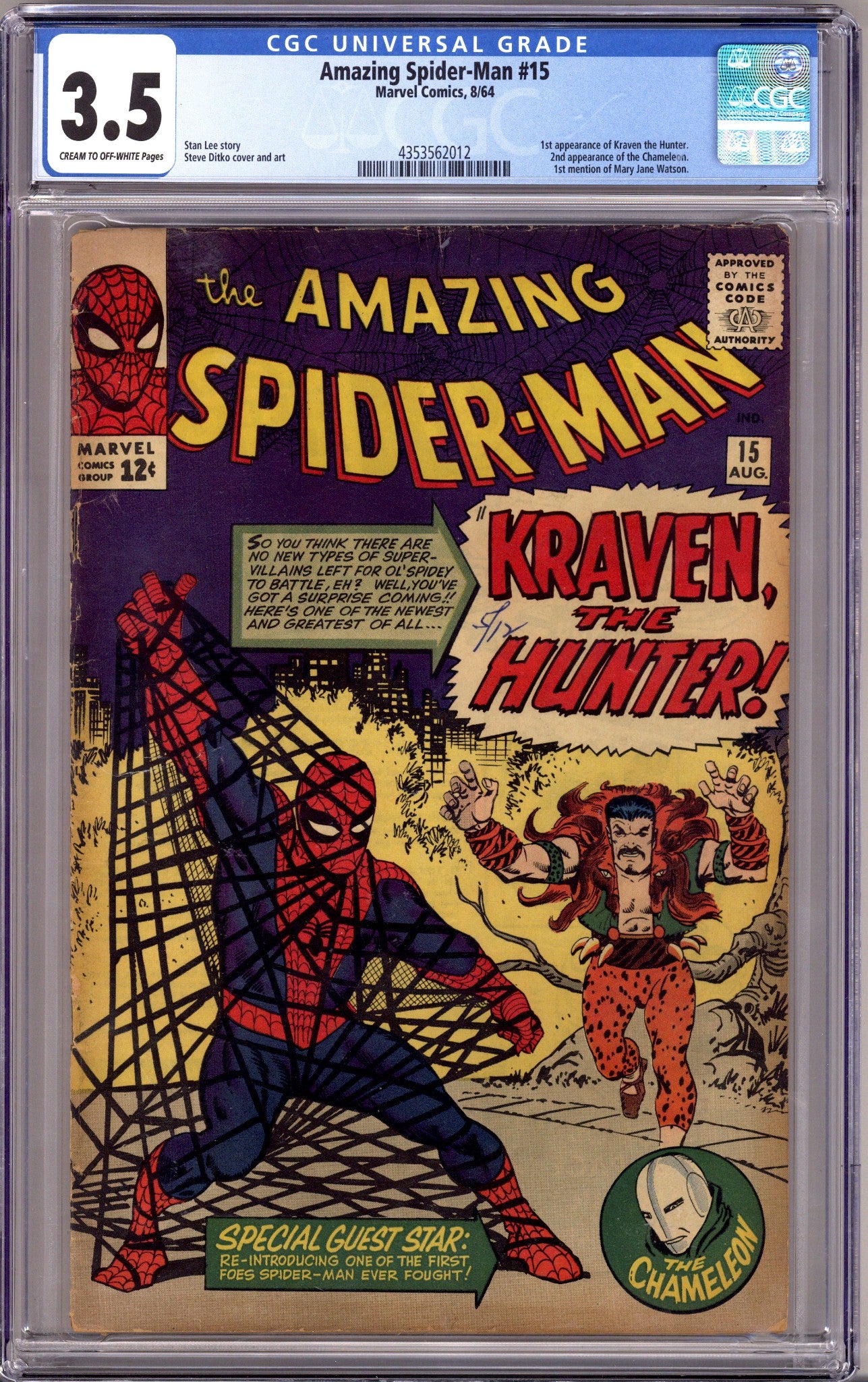 The Amazing Spider-Man Vol 1 15 CGC 3.5 (VG-) (1964) 