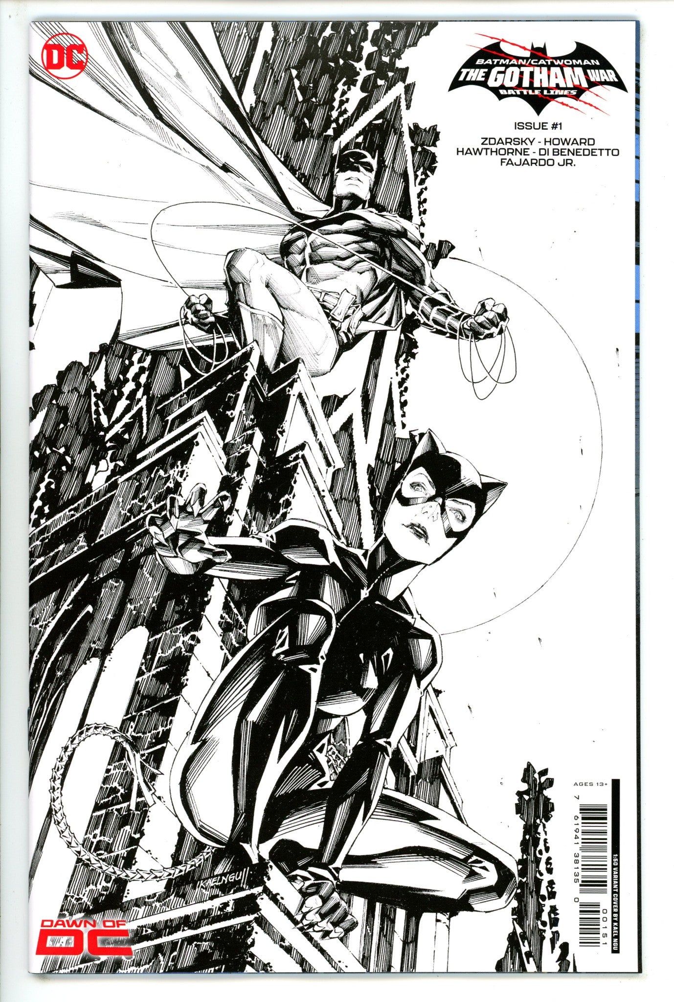Batman / Catwoman: The Gotham War - Battle Lines 1 Ngu B&W Incentive Variant NM- (2023)