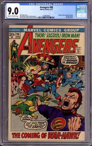 The Avengers Vol 1 98 CGC 9.0 (VF/NM) (1972)