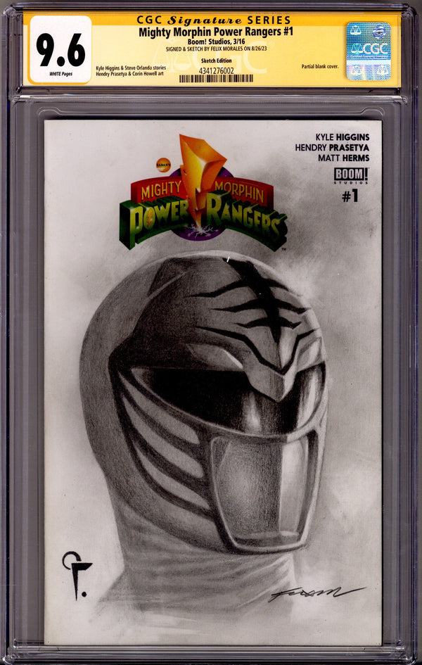 Mighty Morphin Power Rangers Vol 1 1 CGC 9.6 (NM+) (2016) Blank Variant Signed / Remarked x1 Cover Felix Morales