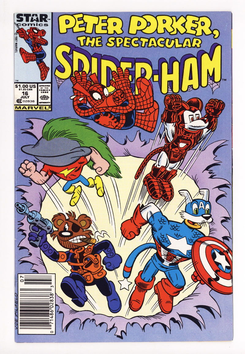 Peter Porker, the Spectacular Spider-Ham 16 FN/VF (7.0) (1987) Newsstand 