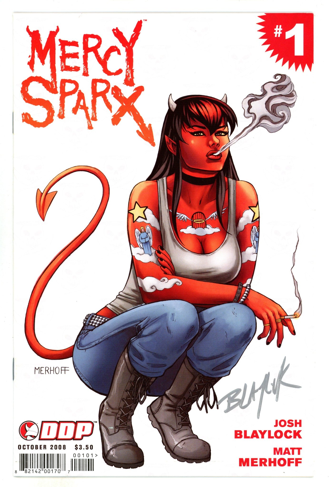Mercy Sparx 1 VF/NM (9.0) (2008) Merhoff Variant Signed x1 Cover Josh Blaylock 