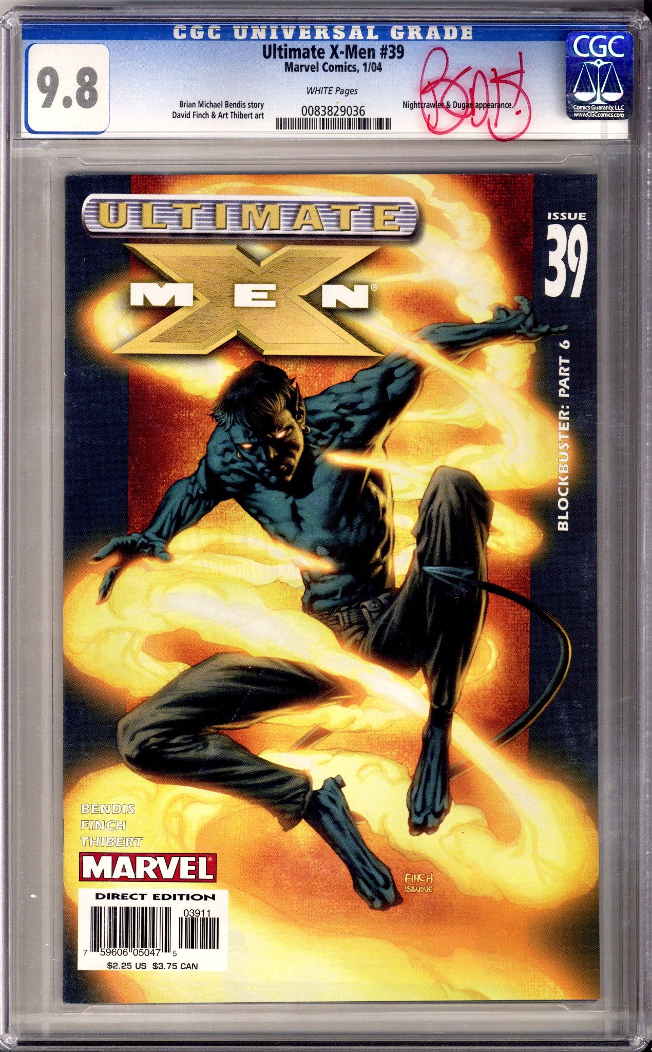 Ultimate X-Men Vol 1 39 CGC 9.8 (NM/M) (2004) Signed x1 On Case Brian Michael Bendis 