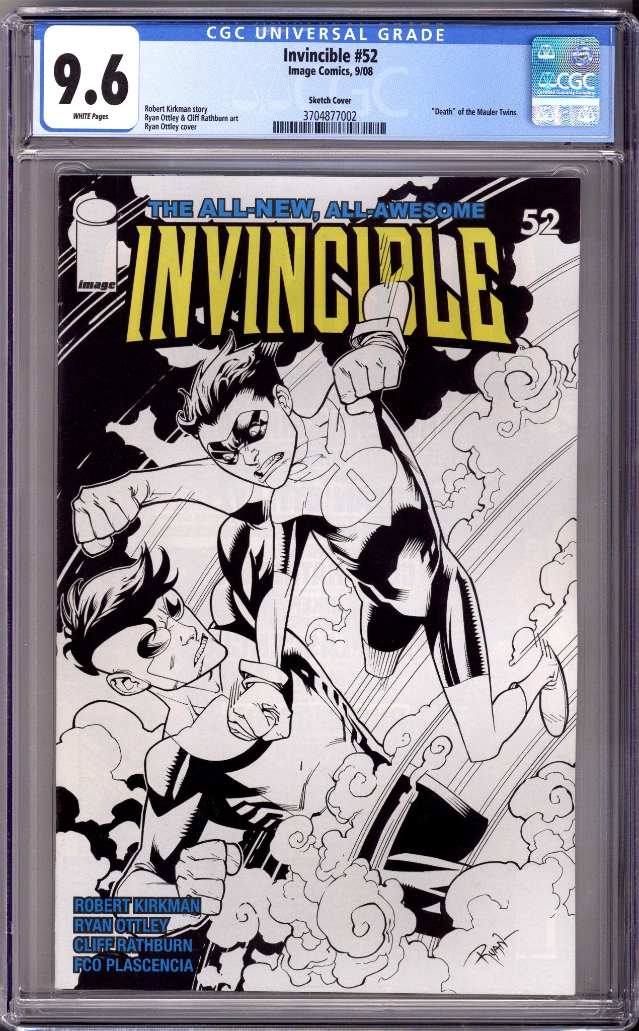 Invincible 52 CGC 9.6 (NM+) (2008) Ottley Sketch Variant 