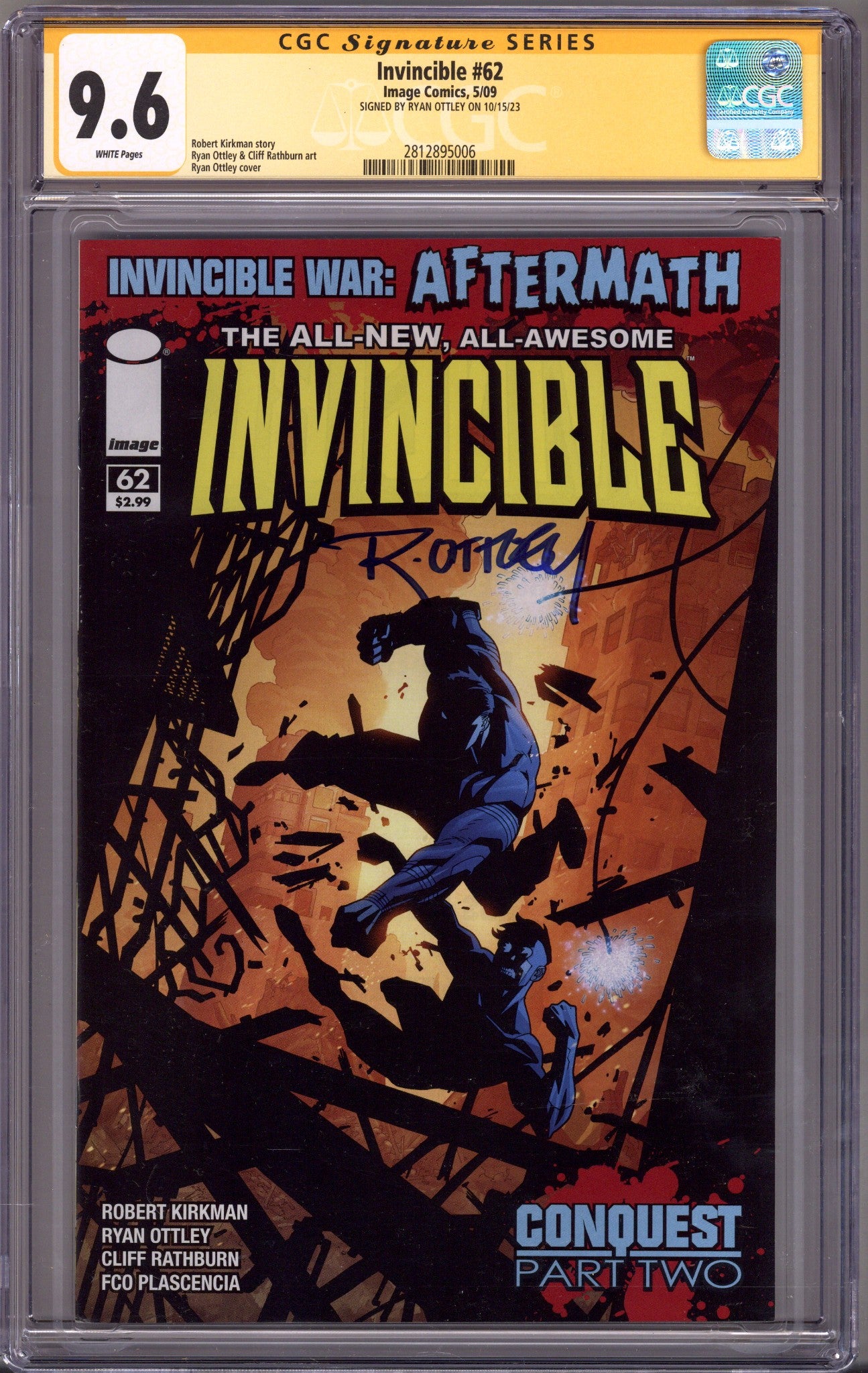 Invincible   62 CGC 9.6 (NM+)   (2009)        Signed x1 Cover Ryan Ottley 