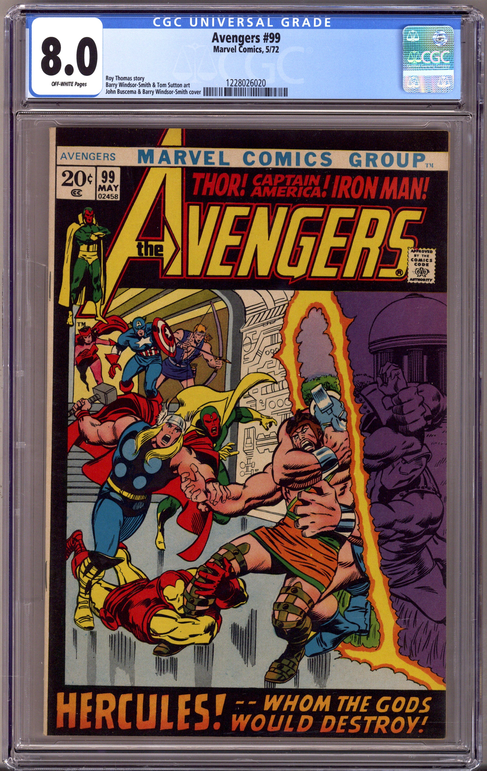 The Avengers Vol 1 99 CGC 8.0 (VF) (1972) 