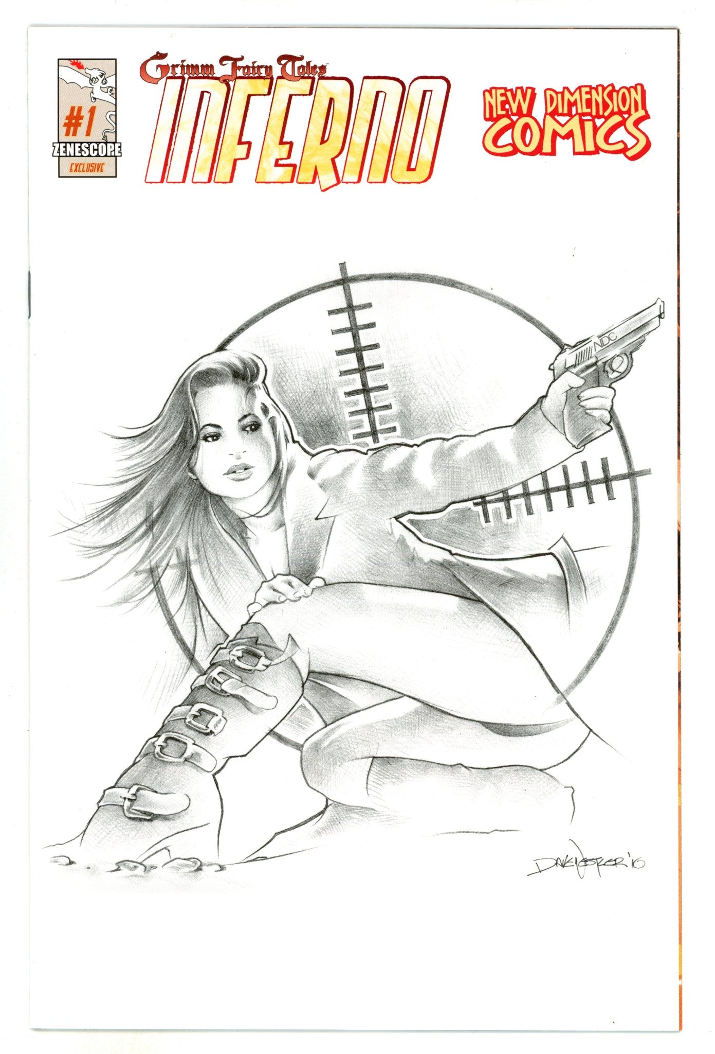 Grimm Fairy Tales: Inferno 1 VF/NM (9.0) Back Cover Signed DJ CY-FI (2010) Sketch Exclusive Variant 