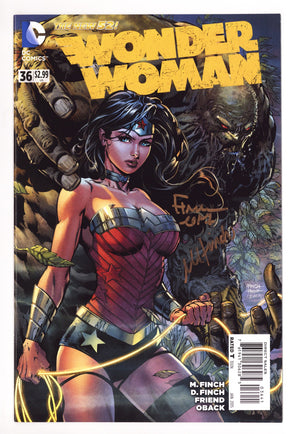 Wonder Woman Vol 4 36 NM- (9.2) (2015) Finch Incentive Variant Signed x2 Cover David & Meredith Finch