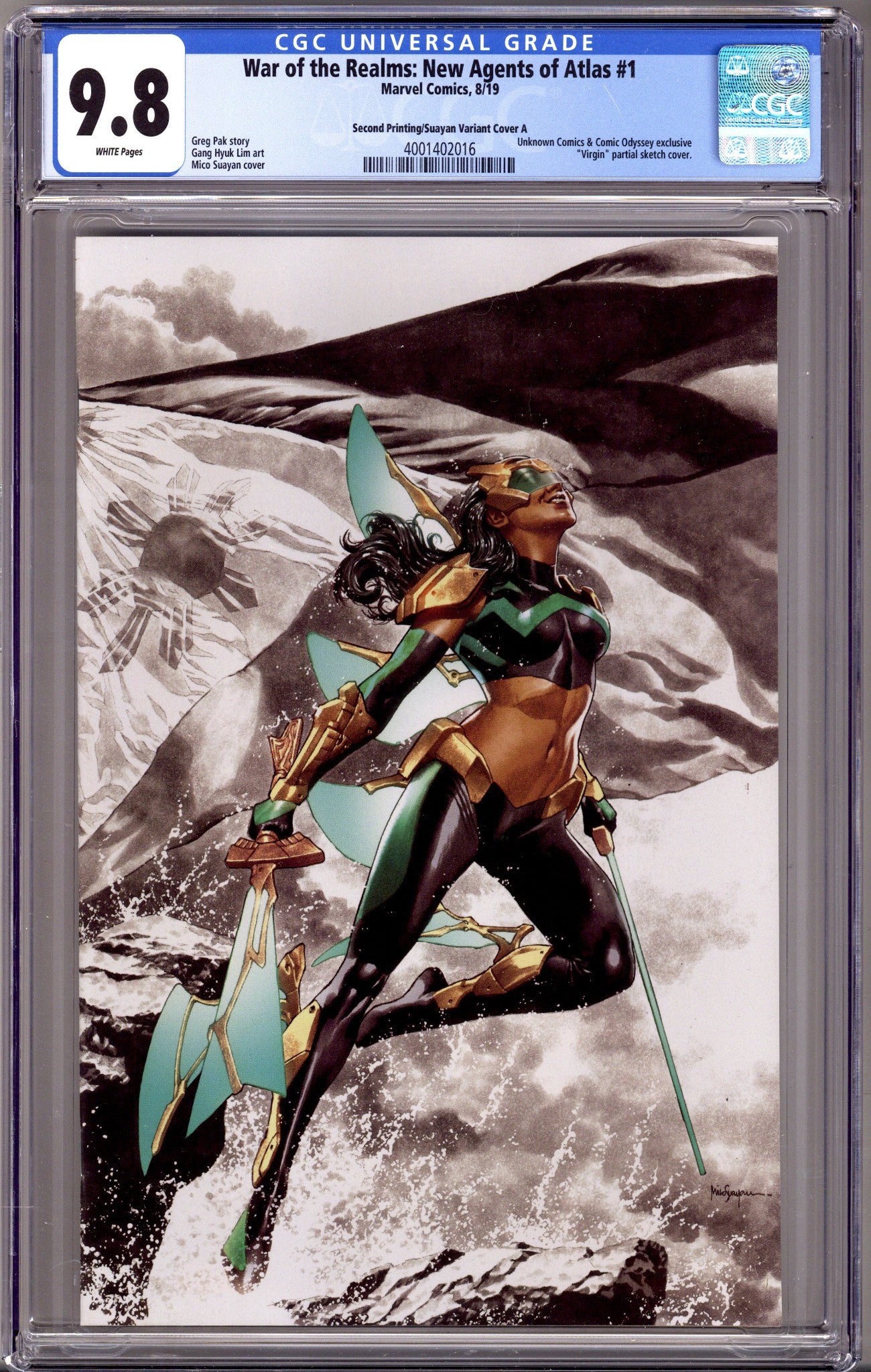 War of the Realms: New Agents of Atlas 1 CGC 9.8 (NM/M) 2nd Print (2019) Suayan Virgin Exclusive Variant 