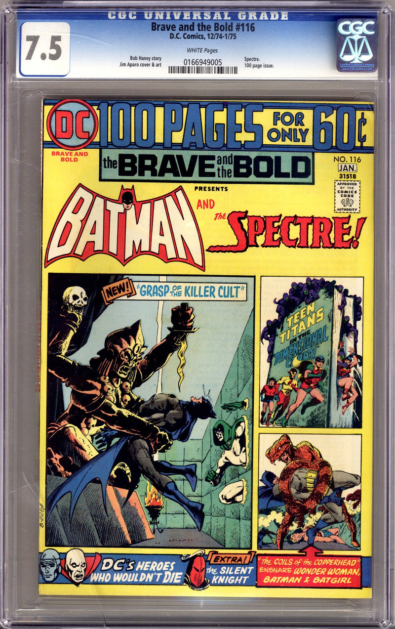 The Brave and the Bold Vol 1 116 CGC 7.5 (VF-) Cracked Case (1974) 