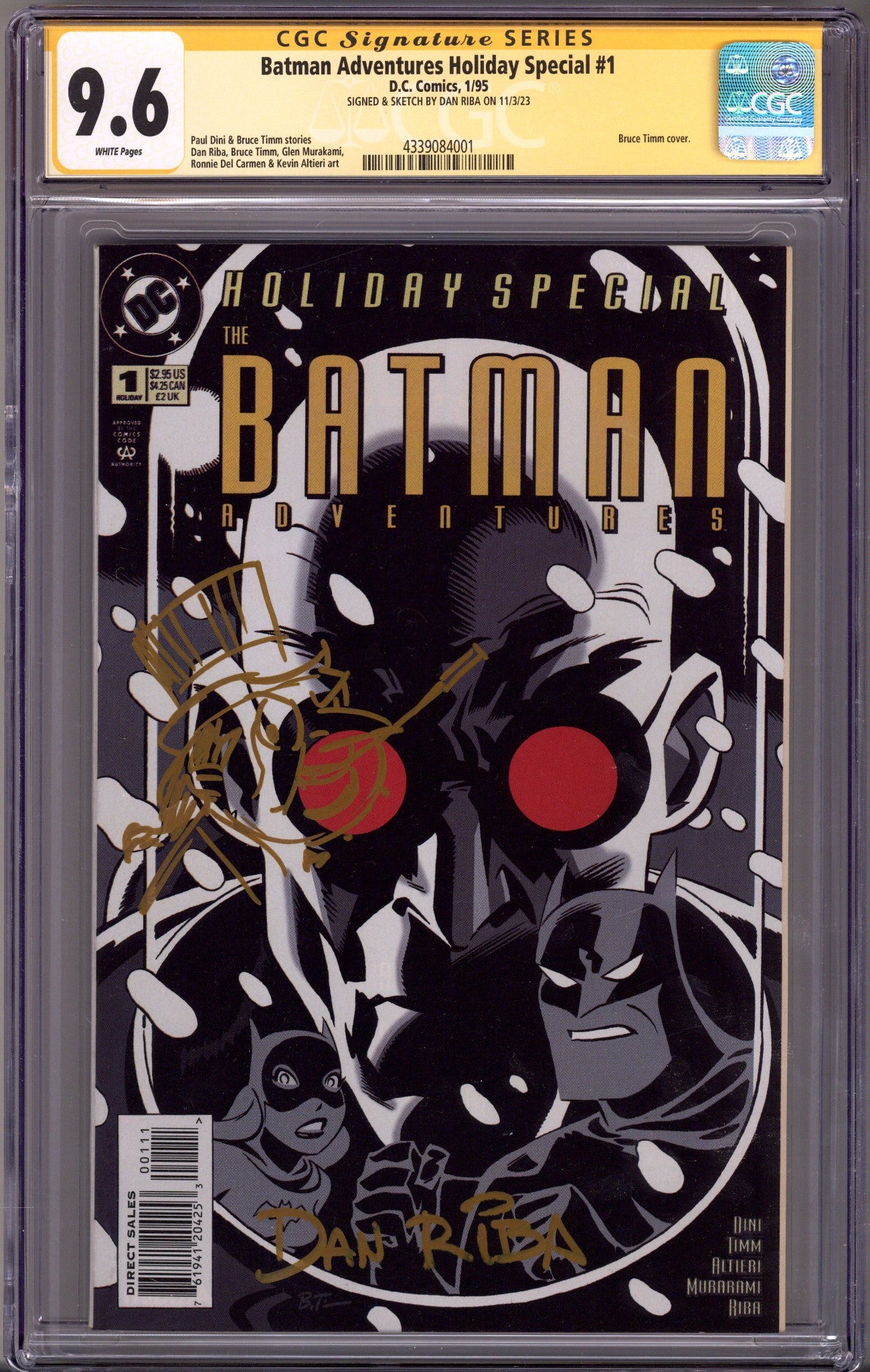 The Batman Adventures Holiday Special 1 CGC 9.6 (NM+) (1995) Signed / Remarked x1 Cover Dan Riba
