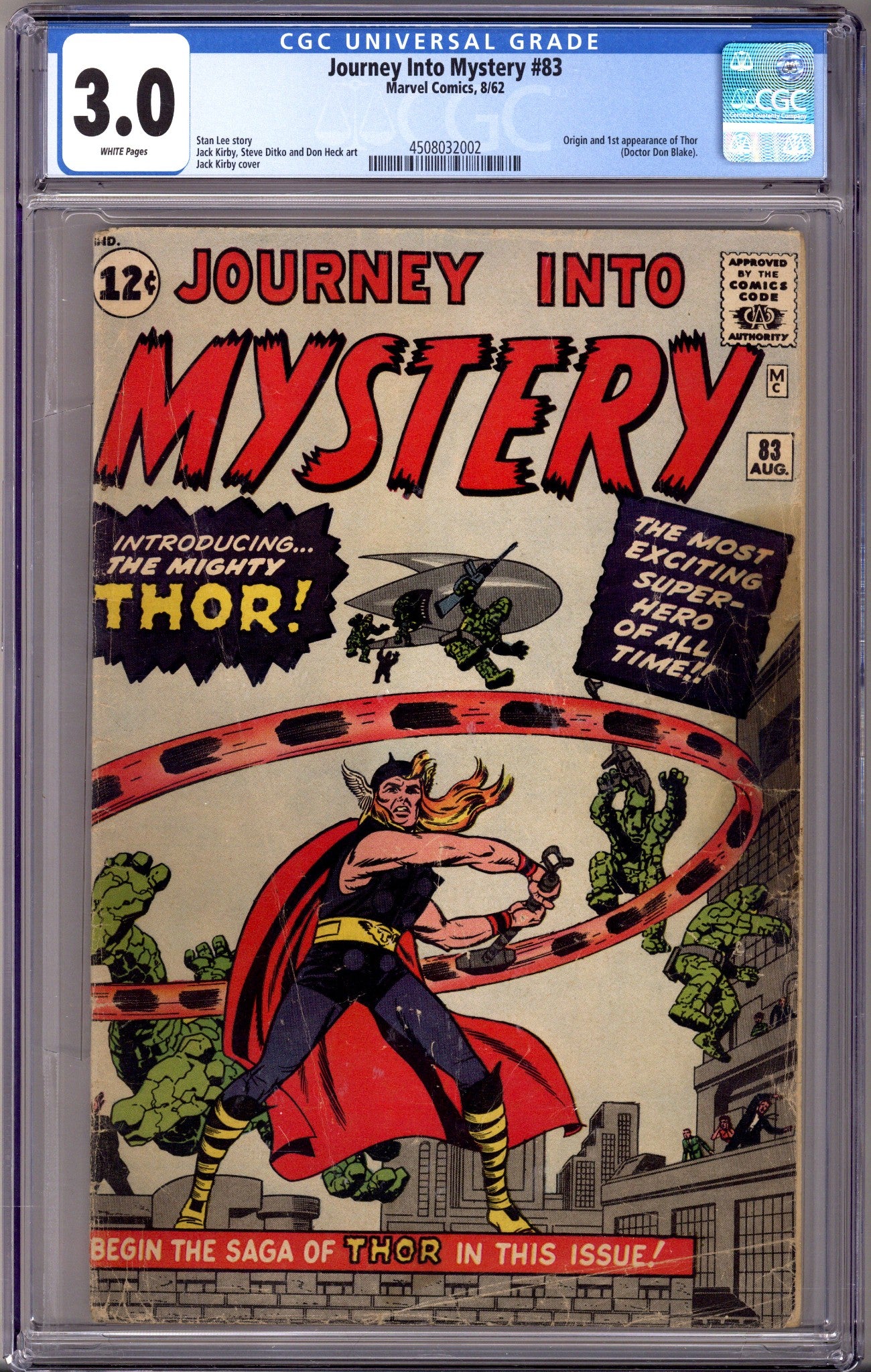 Journey into Mystery Vol 1 83 CGC 3.0 (GD/VG) White (1962) 