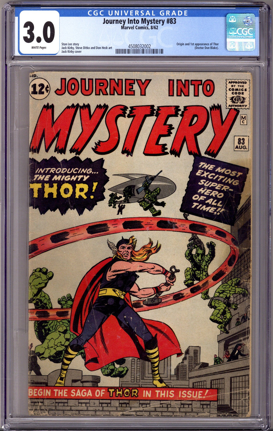 Journey into Mystery Vol 1 83 CGC 3.0 (GD/VG) White (1962) 