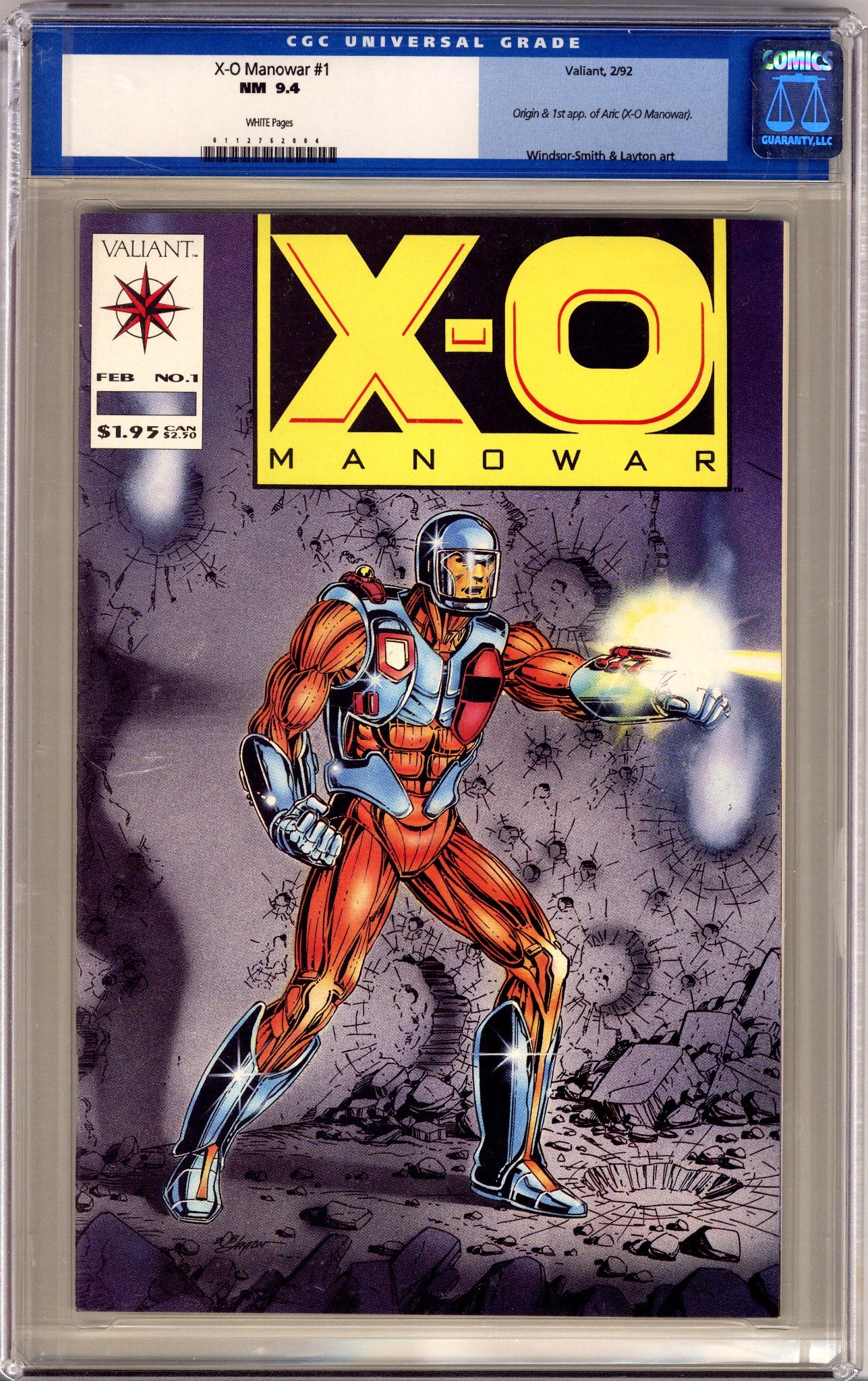X-O Manowar Vol 1 1 CGC 9.4 (NM) Cracked Case (1992) 