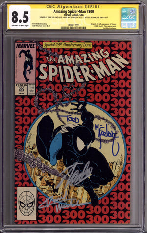 The Amazing Spider-Man Vol 1 300 CGC 8.5 (VF+)   (1988)        Signed x3 Cover Stan Lee, McFarlane & Micheline