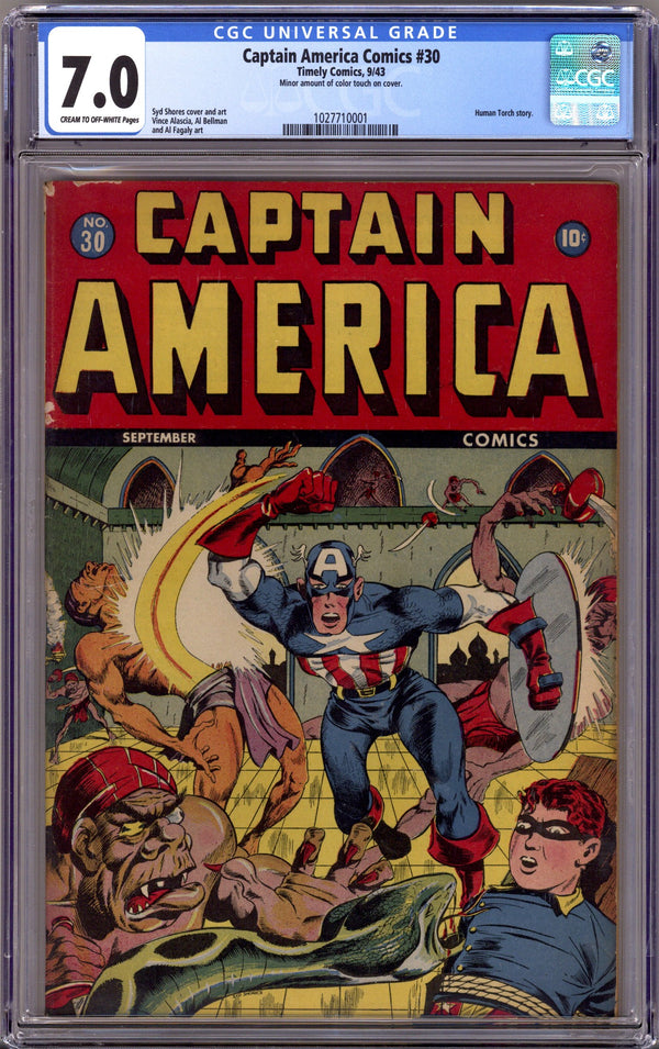 Captain America Comics 30 CGC 7.0 (FN/VF) Minor Colour Touch (1943)