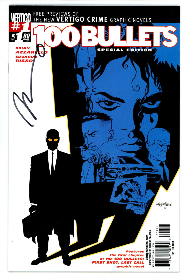 100 Bullets / Crime Line Sampler Flip-Book 1 VF+ (8.5) (2009) Variant Signed x1 Cover Brian Azzarello 