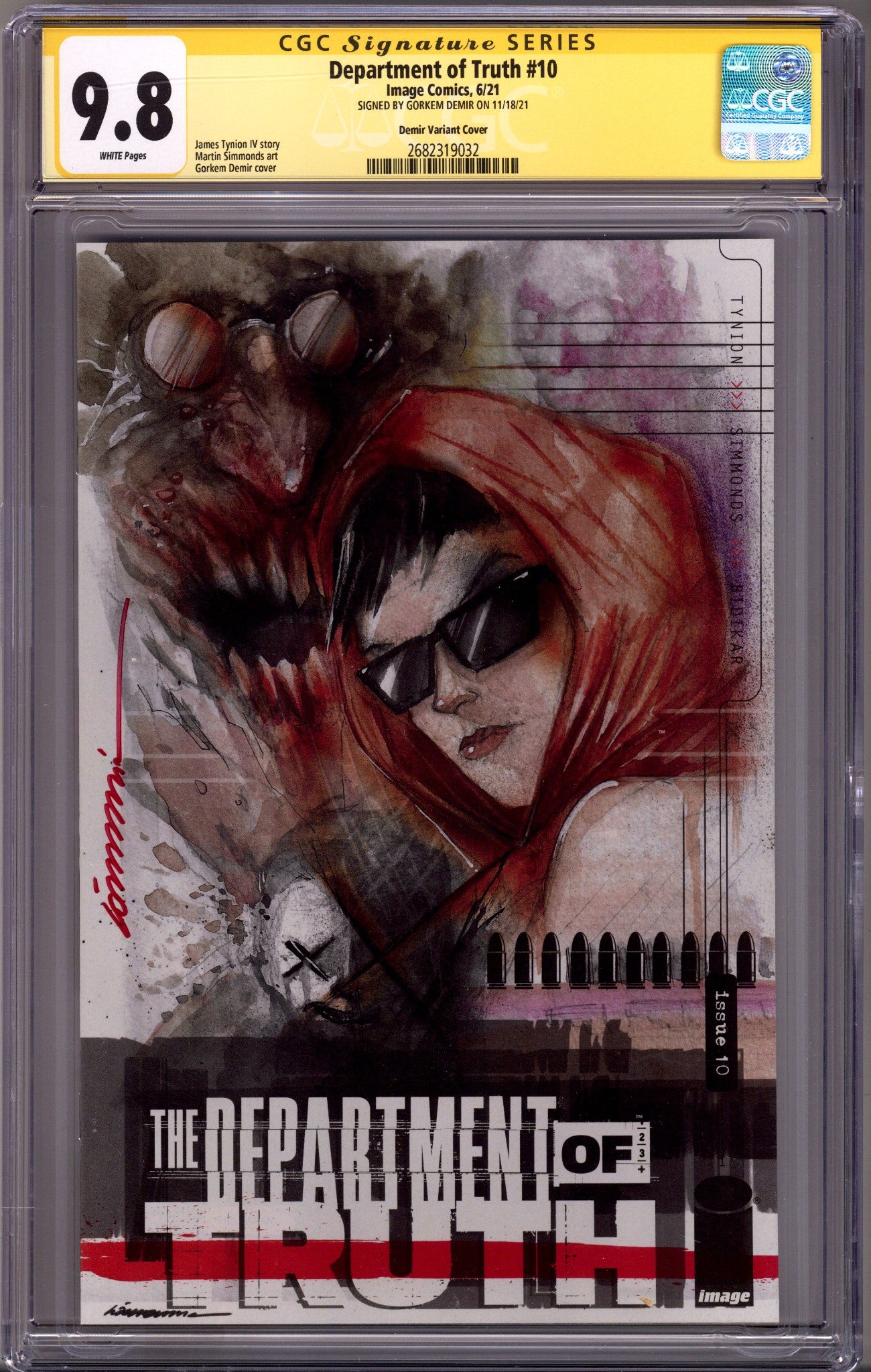 The Department of Truth 10 CGC 9.8 (NM/M) (2021) Demir Exclusive Variant Signed x1 Cover Gorkem Demir 