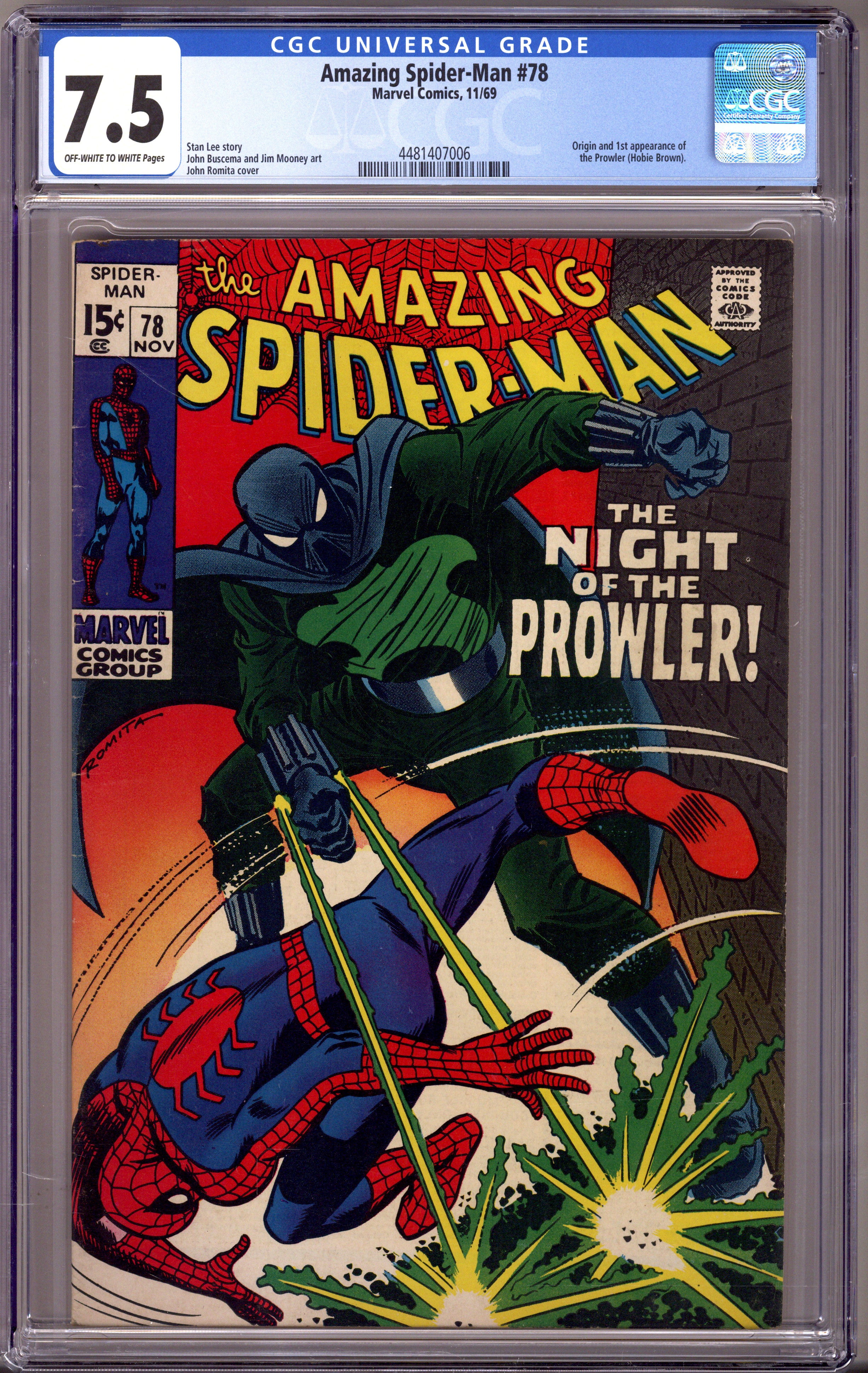 The Amazing Spider-Man Vol 1 78 CGC 7.5 (VF-) (1969) 