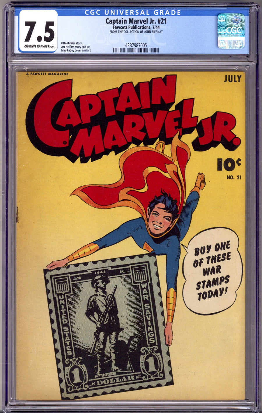 Captain Marvel Jr. 21 CGC 7.5 (VF-) (1944)