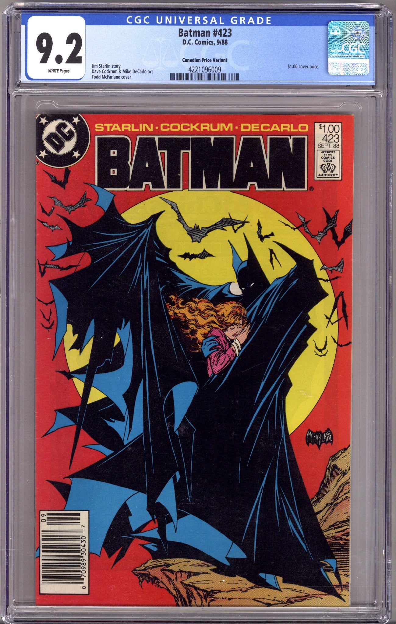 Batman Vol 1 423 CGC 9.2 (NM-) (1988) Canadian Price Variant 