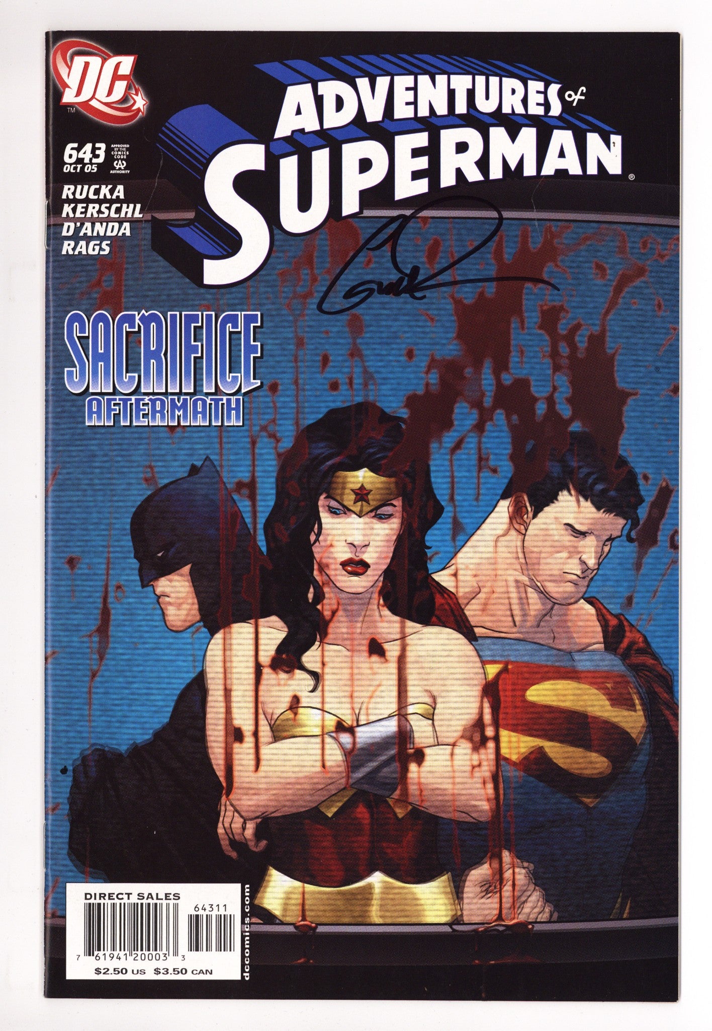 Adventures of Superman Vol 1 643 VF (8.0) (2005) Signed x1 Cover Greg Rucka 