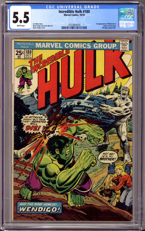 The Incredible Hulk Vol 1 180 CGC 5.5 (FN-) (1974)