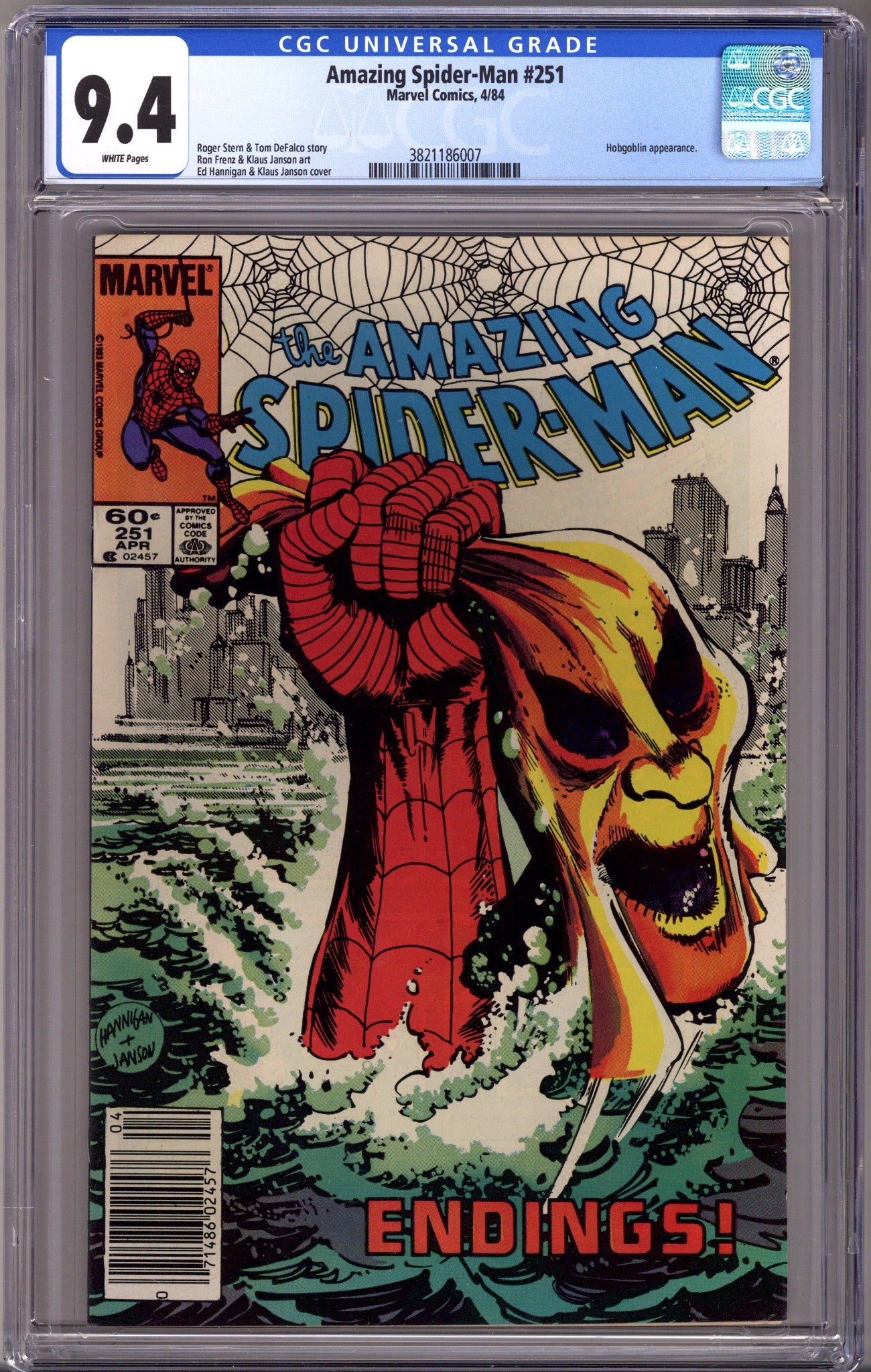The Amazing Spider-Man Vol 1 251 CGC 9.4 (NM) (1984) Newsstand 