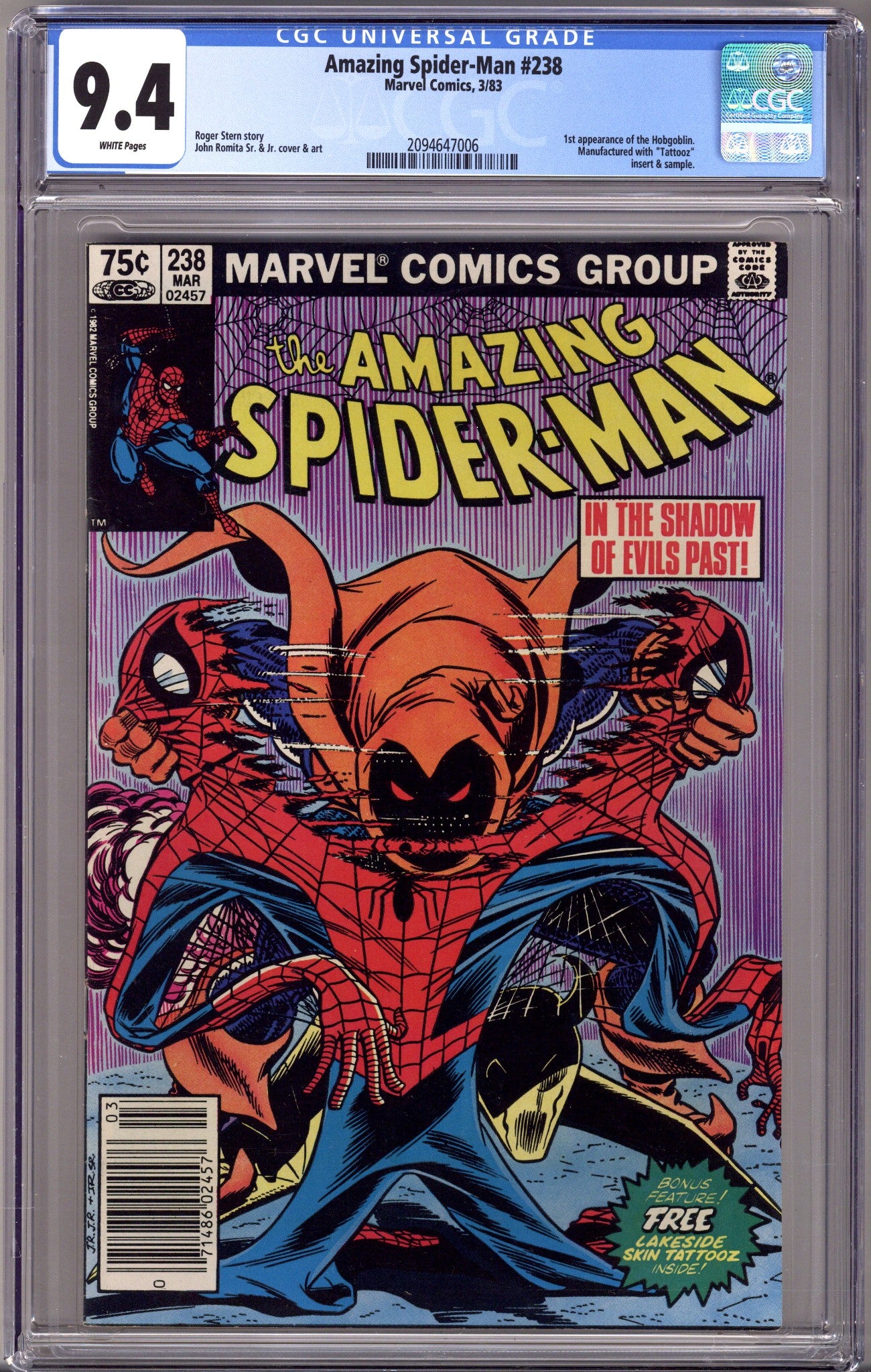 The Amazing Spider-Man Vol 1 238 CGC 9.4 (NM) (1983) Canadian Price Variant 