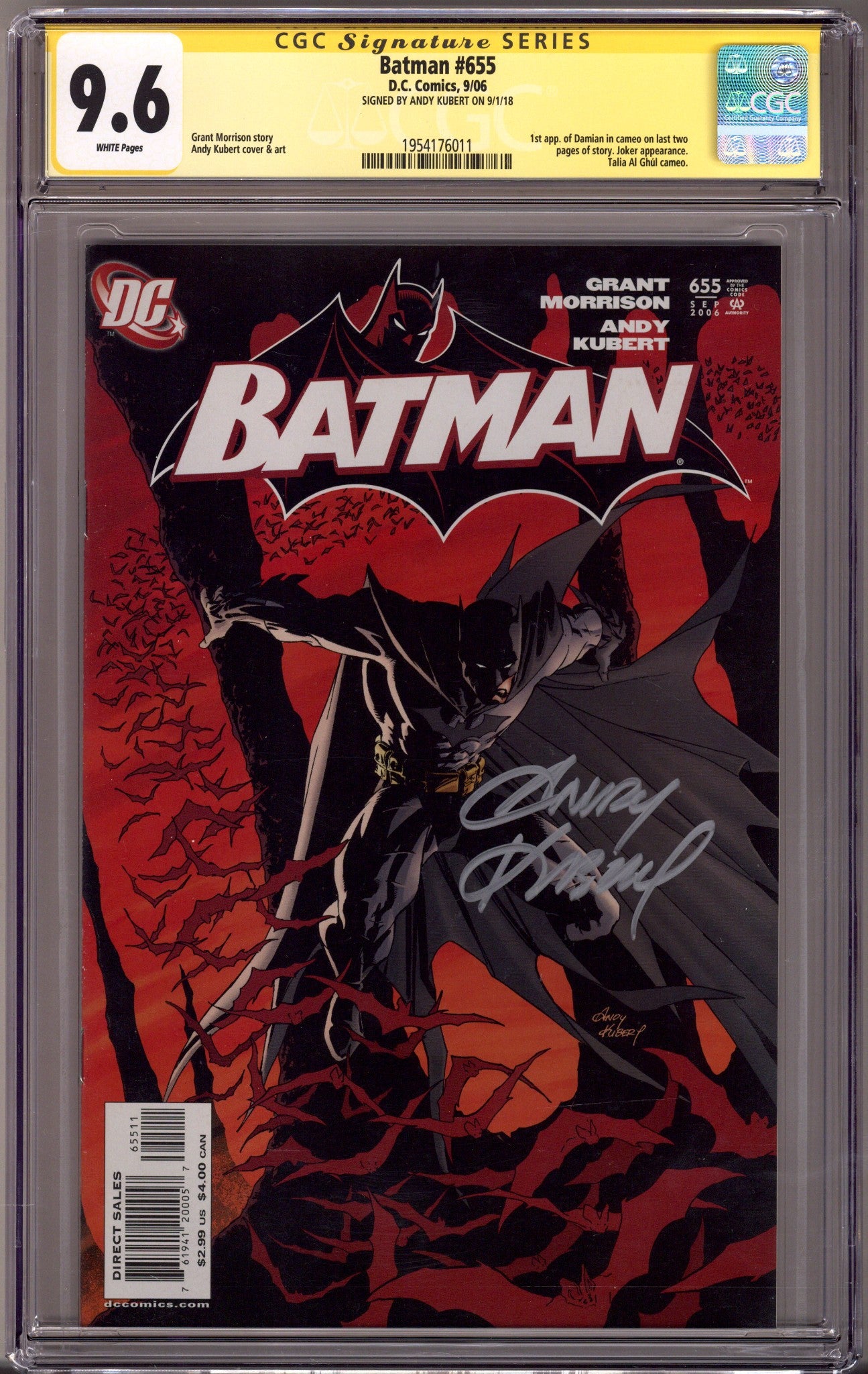 Batman Vol 1 655 CGC 9.6 (NM+) (2006) Signed x1 Cover Andy Kubert 