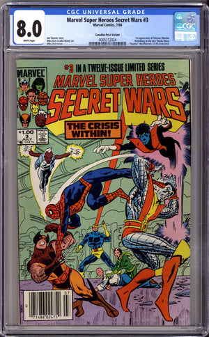 Marvel Super-Heroes Secret Wars 3 CGC 8.0 (VF) (1984) Canadian Price Variant 