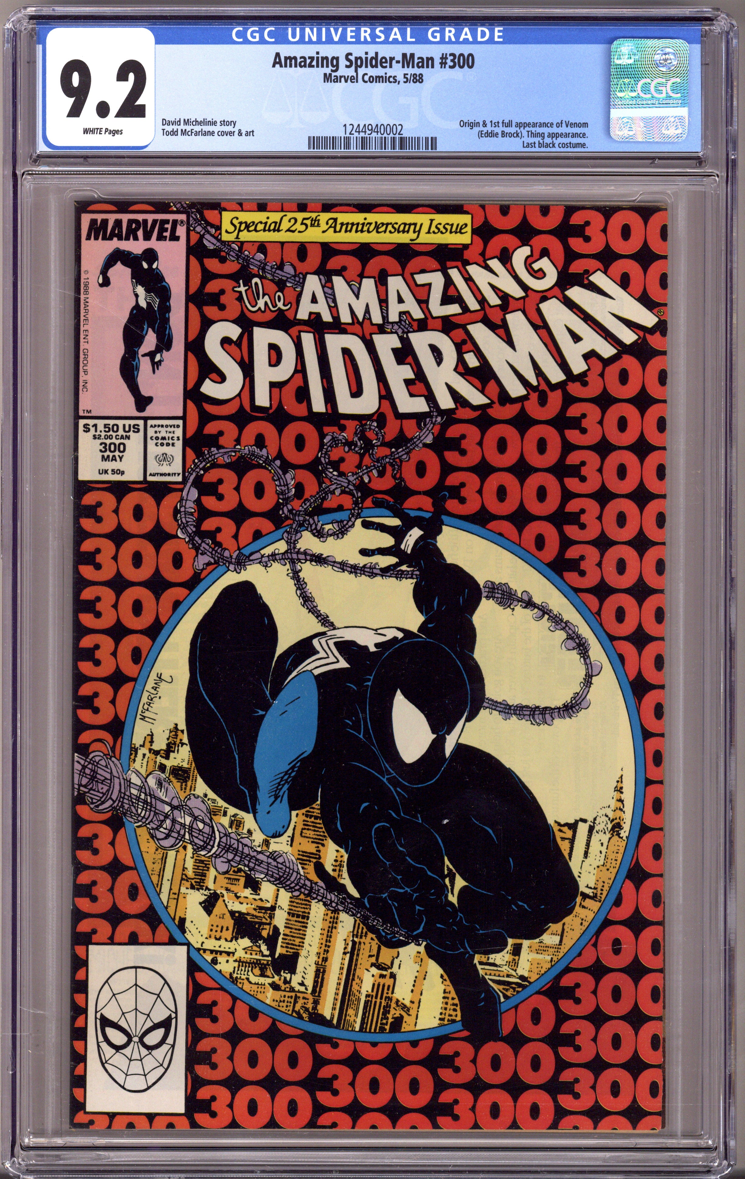 The Amazing Spider-Man Vol 1 300 CGC 9.2 (NM-) (1988) 
