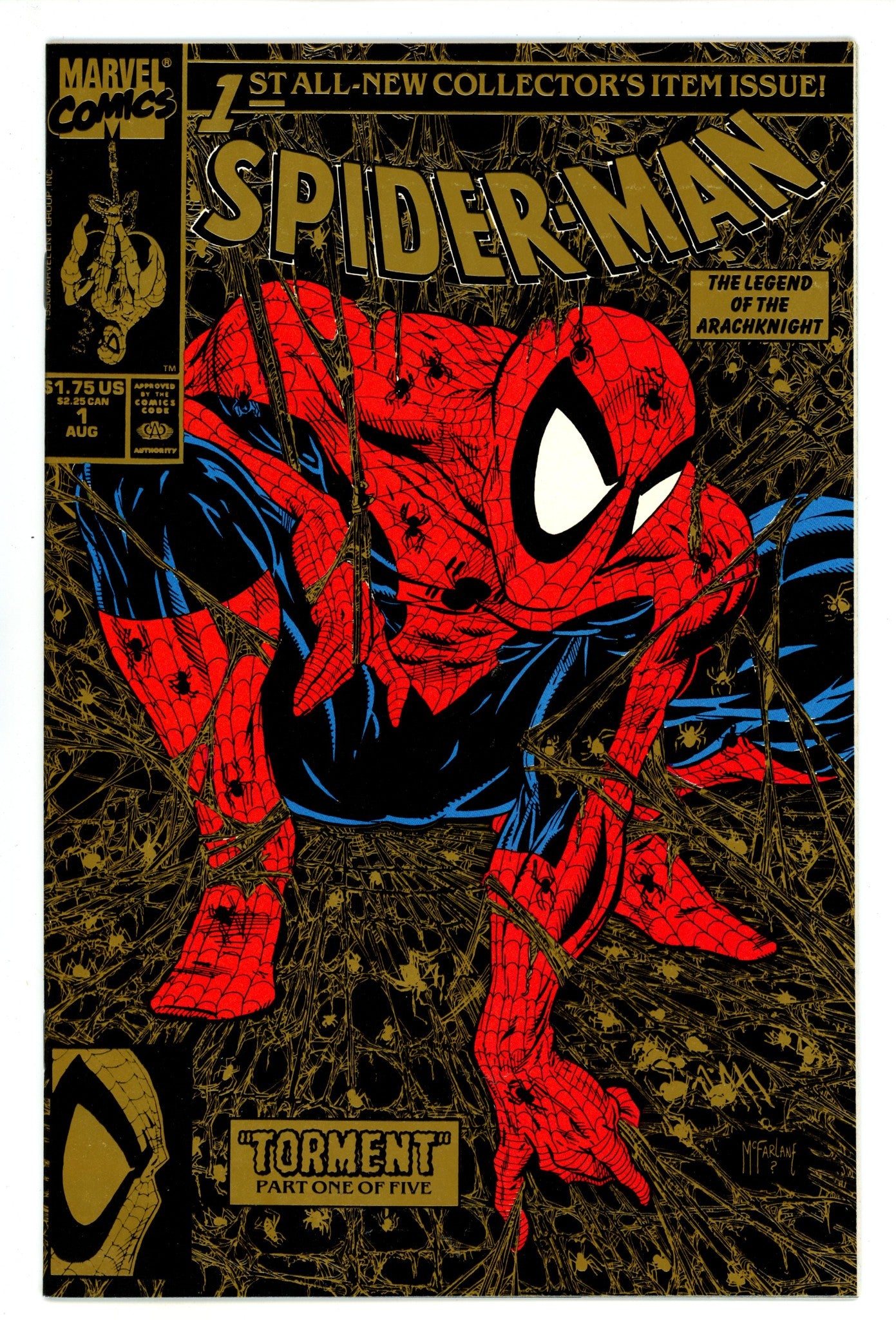 Spider-Man Vol 1 1 NM- (9.2) (1990) Gold Foil 2nd Print 