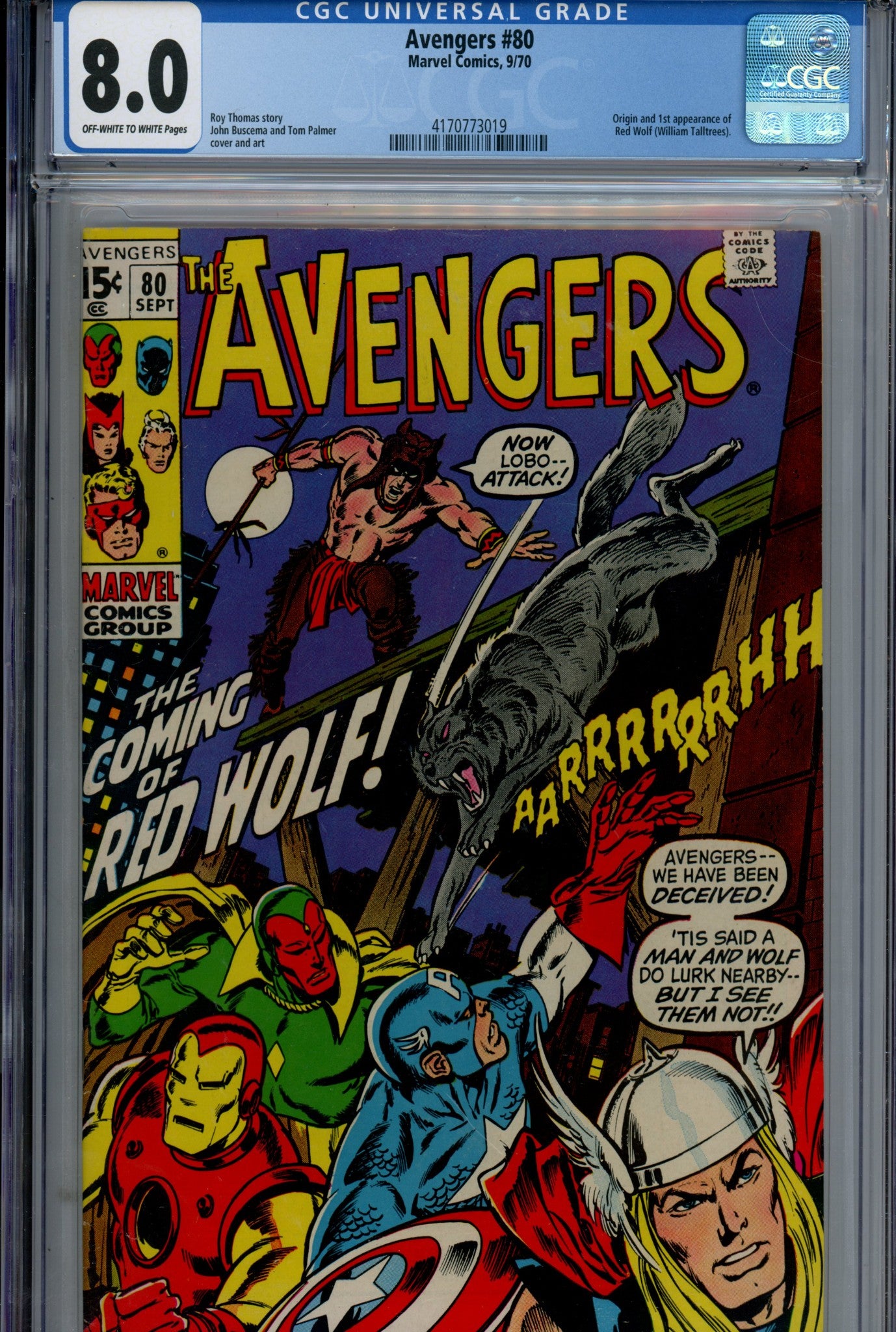 The Avengers Vol 1 80 CGC 8.0 (VF) (1970) 