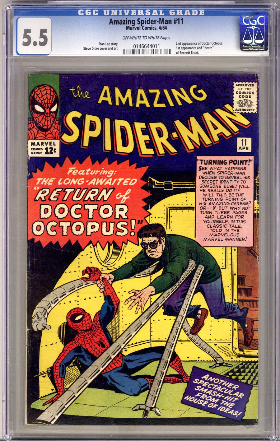 The Amazing Spider-Man Vol 1 11 CGC 5.5 (FN-) (1964) 