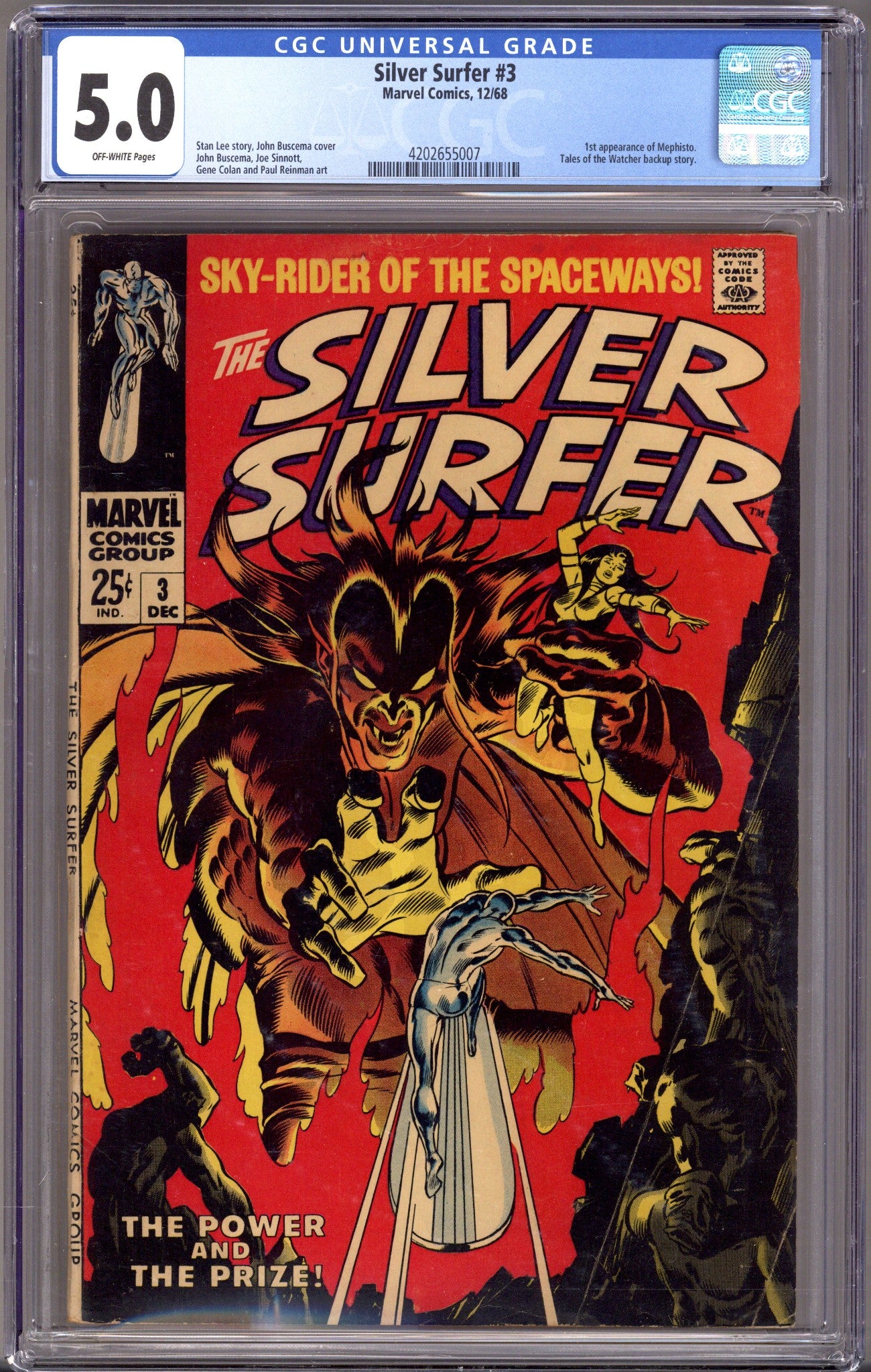 The Silver Surfer Vol 1 3 CGC 5.0 (VG/FN)   (1968)        