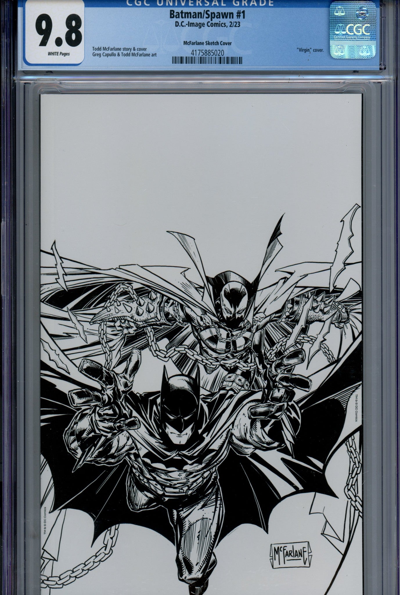 Batman / Spawn 1 CGC 9.8 (NM/M) (2023) McFarlane B&W Virgin Incentive Variant 