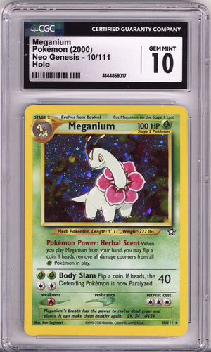Pokemon Neo Genesis Meganium CGC Gem Mint 10 (2000)