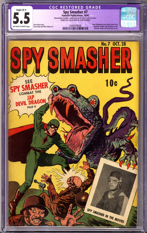 Spy Smasher 7 CGC 5.5 (FN-) Restored (1942)