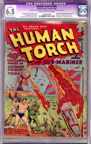 The Human Torch Vol 1 5 CGC 6.5 (FN+) Restored (1941)